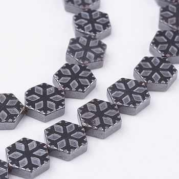 Non-magnetic Synthetic Hematite Beads Strands, Snowflake, 8x8x2.5mm, Hole: 1mm, about 47pcs/strand, 15.5 inch(39.5cm)