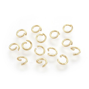304 Stainless Steel Open Jump Rings, Real 18k Gold Plated, 6x0.8mm, 20 Gauge