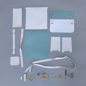 DIY PU Leather Braided Women's Crossbody Handbag Making Kits, including Fabrics, Crossbody Strap, Screw, Screwdriver, Magnetic Clasps, Thread, Needle, WhiteSmoke