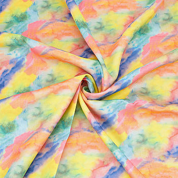 Rainbow Color Polyester Fabric, for Dress Costumes Decoration, Colorful, 145x0.02cm, 1yard/pc