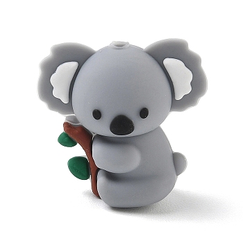 Animal Theme Silicone Beads, Focal Beads, Koala, 27x27.5x15.5mm, Hole: 2.7mm