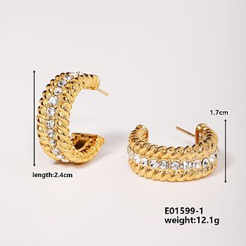 Fashionable Vintage Twisted Stud Earrings for a Stylish and Cute Look, Golden, 24x17mm