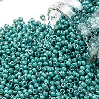 TOHO Round Seed Beads, Japanese Seed Beads, Frosted, (569F) Turquoise Galvanized Matte, 11/0, 2.2mm, Hole: 0.8mm, about 1103pcs/10g