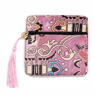 Chinese Brocade Tassel Zipper Jewelry Bag Gift Pouch(ABAG-F005-11)-2