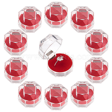 Red Octagon Plastic Ring Box