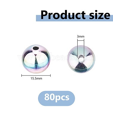 80Pcs UV Plating Opaque CCB Plastic Beads(MACR-DC0001-28)-2