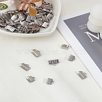60Pcs 2 Styles 304 Stainless Steel Ribbon Crimp Ends, Stainless Steel Color, 7x7~10x5mm, Hole: 0.4~1.2x0.5~1.2mm, 30pcs/style(STAS-LP0005-33)