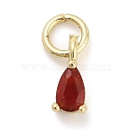 Brass Micro Pave Cubic Zirconia Charms, Teardrop, Long-Lasting Plated, Rack Plating, Lead Free & Cadmium Free, Ion Plating(IP), with Jump Ring, Real 18K Gold Plated, 8.5x3.5x3mm(KK-H527-13G-01)