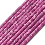 Dyed Synthetic Imperial Jasper Beads Strands, Frosted, Flat Round/Disc, Heishi Beads, Fuchsia, 4~4.5x2~2.5mm, Hole: 0.9mm, about 160~163pcs/strand, 14.53''~14.72''(36.9~37.4cm)(G-Z089-A03-M)