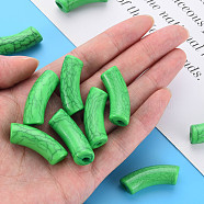 Opaque Crackle Acrylic Beads, Curved Tube, Lime Green, 36x13.5x11.5mm, Hole: 4mm, about 148pcs/500g(MACR-S372-001N-007)