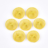 Spray Painted Eco-Friendly Iron Wire Beads, Flat Round, Gold, 28~30x25~28x9mm(IFIN-T009-04F)