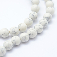 Synthetic Howlite Bead Strand, Dyed, Round, White, 8mm, Hole: 1mm, about 50pcs/strand, about 15 inch(G-E439-8mm-01C)