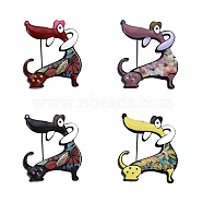 4Pcs 4 Colors Dog Enamel Pin, Animal Alloy Brooch for Backpack Clothes, Electrophoresis Black, Mixed Color, 43x37x11mm(JEWB-SZ0001-64)