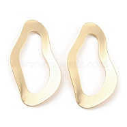 Brass Linking Rings, Irregular Wavy Oval Connector, Real 18K Gold Plated, 40.5x22.5x2mm(KK-Q789-56G)