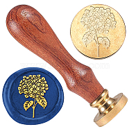 Wax Seal Stamp Set, Golden Tone Sealing Wax Stamp Solid Brass Head, with Wood Handle, for Envelopes Invitations, Gift Card, Flower, 83x22mm, Stamps: 25x14.5mm(AJEW-WH0208-1139)