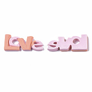 Opaque Resin Cabochons, for Valentine's Day, Word LOVE, Pink, 18.5x41.5x5mm(CRES-T022-18A)