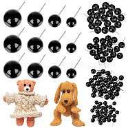 Elite 200Pcs 4 Styles Round Plastic Needle Felting Eyes, with Carbon Steel Pins, Doll Making Accessories, Black, 18.5~24.5x7.5~13.5mm(DOLL-PH0001-47)