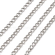 Iron Twisted Chains Curb Chains, Unwelded, Platinum, 5.5x3.5x1mm, about 164.04 Feet(50m)/roll(CHS007Y-01-P-NF)