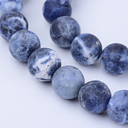 Natural Sodalite Beads Strands, Frosted, Round, 8~8.5mm, Hole: 1mm, about 47pcs/strand, 15.5 inch(X-G-Q462-8mm-07)