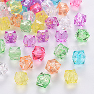 Transparent Acrylic Beads, Faceted, Cube, Mixed Color, 10x10x8mm, Hole: 1.5mm, about 900pcs/500g(TACR-Q259-10mm-V)