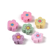 Maple
 Wood Beads, Flower, Mixed Color, 14x13.5x6mm, Hole: 2mm, 1000pcs/500g(WOOD-E017-05)