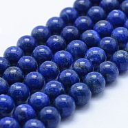 Natural Lapis Lazuli Beads Strands, Grade AB, Round, 8mm, Hole: 1mm, about 49pcs/strand, 15.5 inch(39.5cm)(G-P342-01-8mm-AB)