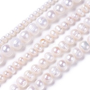 Natural Cultured Freshwater Pearl Beads Strands, Potato, White, 4~12x4~12mm, Hole: 0.5~1mm, about 28~100pcs/strand, 13.8 inch~15.7 inch(35~40cm)(PEAR-L021-17A-01A)