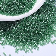 MIYUKI Delica Beads, Cylinder, Japanese Seed Beads, 11/0, (DB1889) Transparent Green Luster, 1.3x1.6mm, Hole: 0.8mm, about 2000pcs/10g(X-SEED-J020-DB1889)