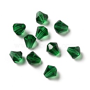 Glass Imitation Austrian Crystal Beads, Faceted, Diamond, Dark Green, 8x7.5mm, Hole: 0.9mm(GLAA-H024-13A-08)