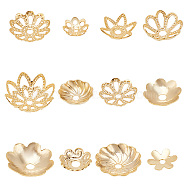 72Pcs 12 Style Brass Bead Caps, Long-Lasting Plated, Flower, Real 24K Gold Plated, 6~10x5.5~10x1~3.5mm, Hole: 0.7~1.8mm, 6pcs/style(KK-AR0003-97)