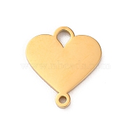 304 Stainless Steel Heart Connector Charms, Golden, 14x13x1.5mm, Hole: 2mm(STAS-R222-01G)