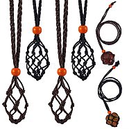 6Pcs 2 Colors Adjustable Braided Waxed Cord Macrame Pouch Necklace Making, Interchangeable Stone, with Wood Beads, Mixed Color, 90cm, 3pcs/color(NJEW-SZ0001-49)