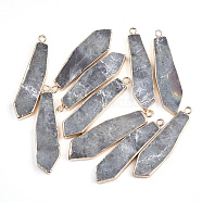Electroplate Natural Labradorite Pendants, with Iron Findings, Sword, Golden, 42~43x10~11x4mm, Hole: 2mm(G-S344-24C)