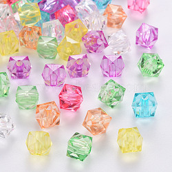 Transparent Acrylic Beads, Faceted, Cube, Mixed Color, 10x10x8mm, Hole: 1.5mm, about 900pcs/500g(TACR-Q259-10mm-V)