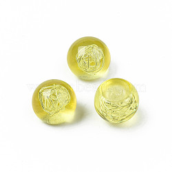 Translucent Acrylic Cabochons, with Steel Wire, Round, Yellow, 16x14mm(TACR-N006-24B)