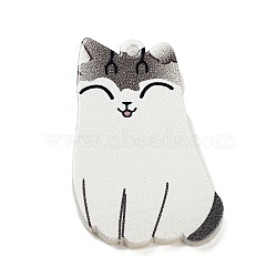 Acrylic Pendants, Cat Theme, Gainsboro, 35x23x2.2mm, Hole: 1.6mm(OACR-B023-01A-03)