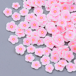 Handmade Polymer Clay Cabochons, Fashion Nail Art Decoration Accessories, Flower, Pearl Pink, 4~7x4~x0.5~2mm, about 35000~40000pcs/500g(CLAY-N006-35A)