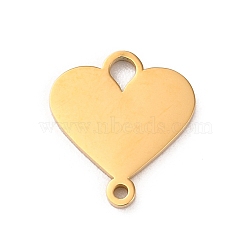 304 Stainless Steel Heart Connector Charms, Golden, 14x13x1.5mm, Hole: 2mm(STAS-R222-01G)