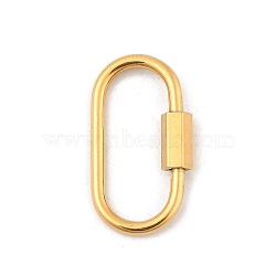 Ion Plating(IP) 304 Stainless Steel Screw Carabiner Lock Charms, for Necklaces Making, Quick Links, Oval, Golden, 26x14x2mm, Screw: 8x4mm(STAS-H107-04D-G)