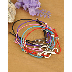 Stretchy Fashion Adjustable Bracelets, with Alloy Infinity Pendants, Iron Corrugated Beads and Elastic Cord, Mixed Color, 40~70mm (BJEW-JB00746)
