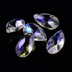 Faceted Teardrop Glass Pendants, AB Color, Colorful, 22x13x7mm, Hole: 1mm(GLAA-O008-B02)