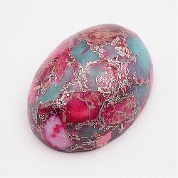 Synthetic Silver Line and Regalite/Imperial Jasper/Sea Sediment Jasper, Oval, Deep Pink, 18x13x6mm(G-P299-L02)