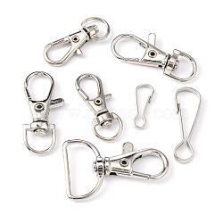 Metal Swivel Clasps & Keychain Clasps Findings, Stainless Steel Color, 20.4~39.3x8~22.5x2~7mm, Hole: 8.6~18.7x2.6~18mm, about 90pcs/250g(KEYC-XCP0001-04P)