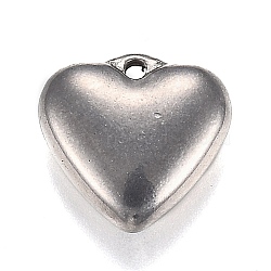 Tarnish Resistant 304 Stainless Steel Charms, Heart, Stainless Steel Color, 14x15x5mm, Hole: 1.5mm(STAS-I166-12B)