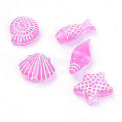 Craft Style Transparent Acrylic Charms, Mixed Shapes, Hot Pink, 11~16.5x6~13x4~5.5mm, Hole: 1mm, about 1260pcs/500g(TACR-S131-04)