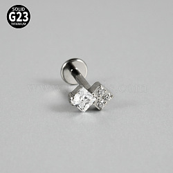 G23 Titanium Micro Pave Cubic Zirconia Cartilage Earrings, Threadless Labret Stud, Tragus Stud, Flat Back Earring, Leaf, Stainless Steel Color, 8mm, Pin: 1.2mm(WG0CACB-07)