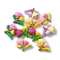 Opaque Resin Decoden Cabochons, Flower, Mixed Color, 21.5x25x6.5mm(CRES-P030-C)