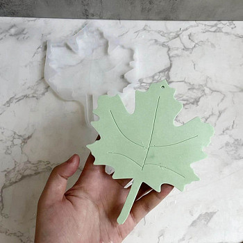 DIY Maple Leaf Hanging Coaster Silicone Molds, Big Pendant Molds, for UV Resin, Epoxy Resin Craft Making, White, 158x132x9mm, Hole: 3mm