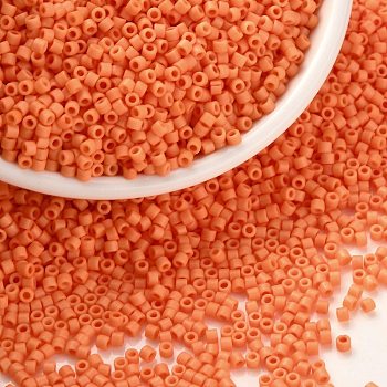Cylinder Seed Beads, Frosted Colors, Uniform Size, Orange, 2x1.3~1.5mm, Hole: 0.8~1mm, about 40000pcs/bag, 450g/bag