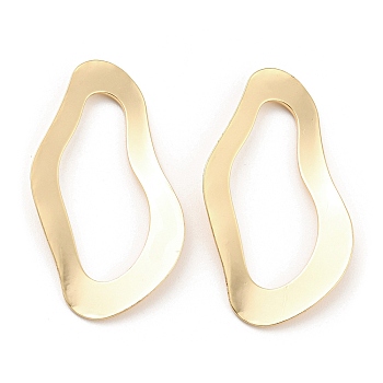 Brass Linking Rings, Irregular Wavy Oval Connector, Real 18K Gold Plated, 40.5x22.5x2mm